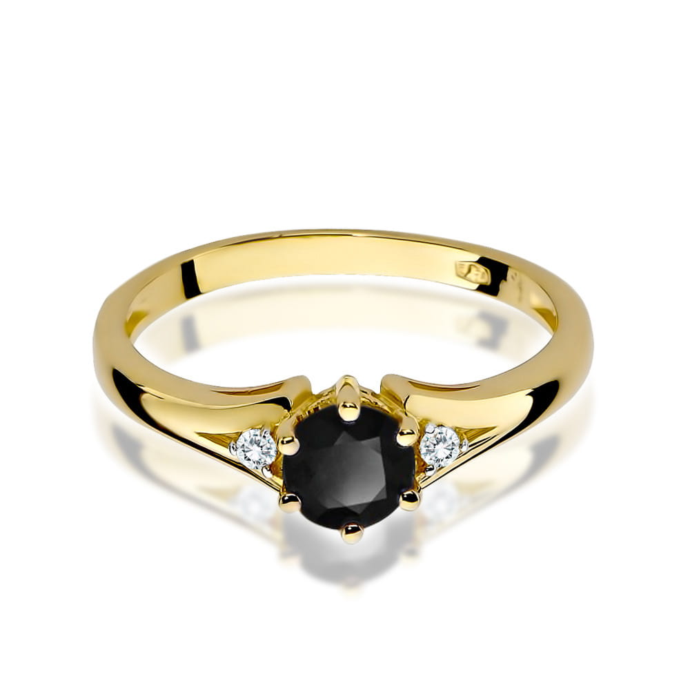 Gold Ring With Black And White Diamonds