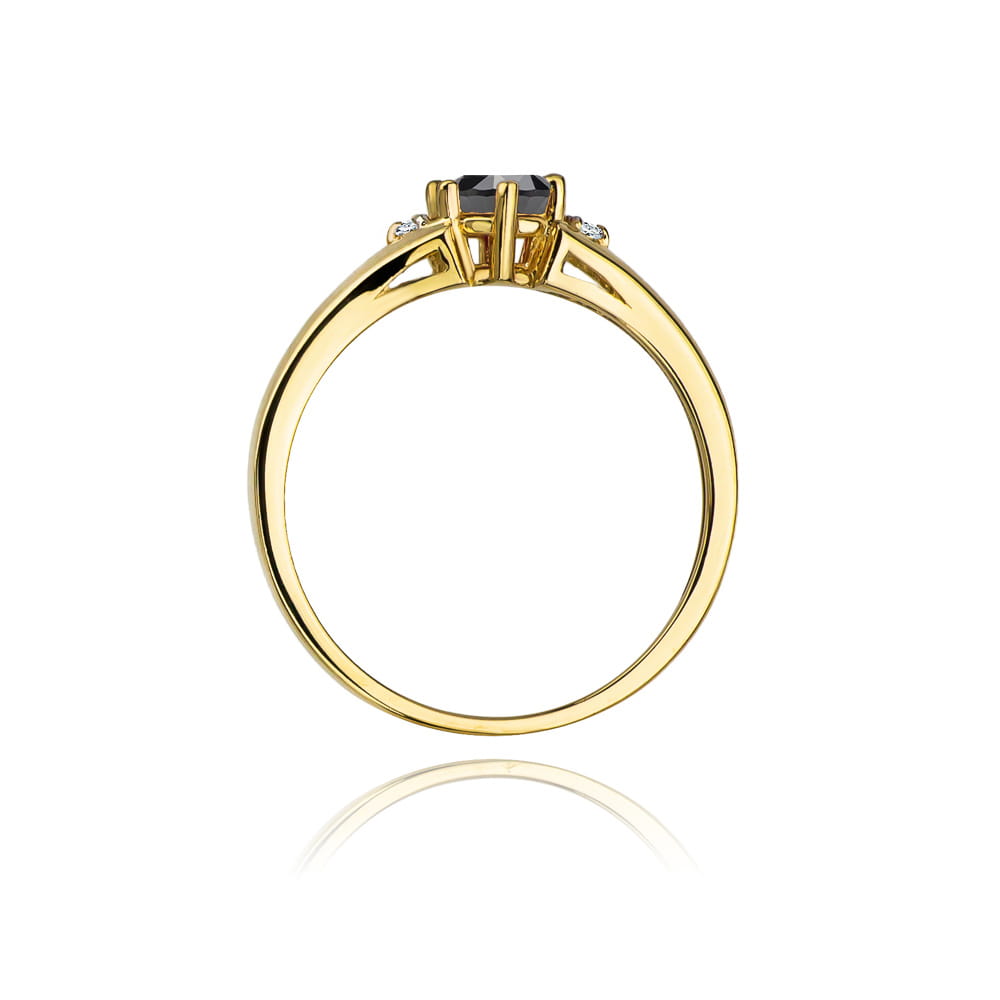 Gold Ring With Black And White Diamonds