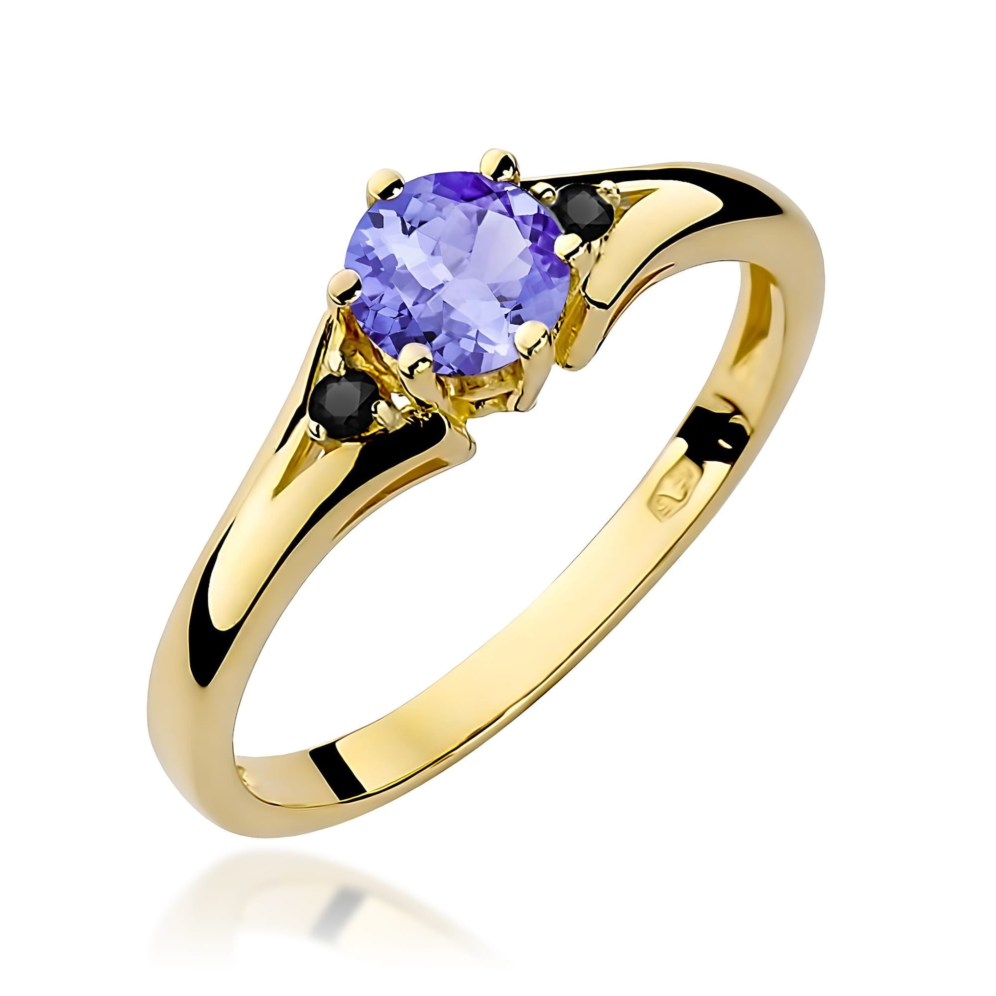 Gold Ring With Tanzanite And Black Diamonds