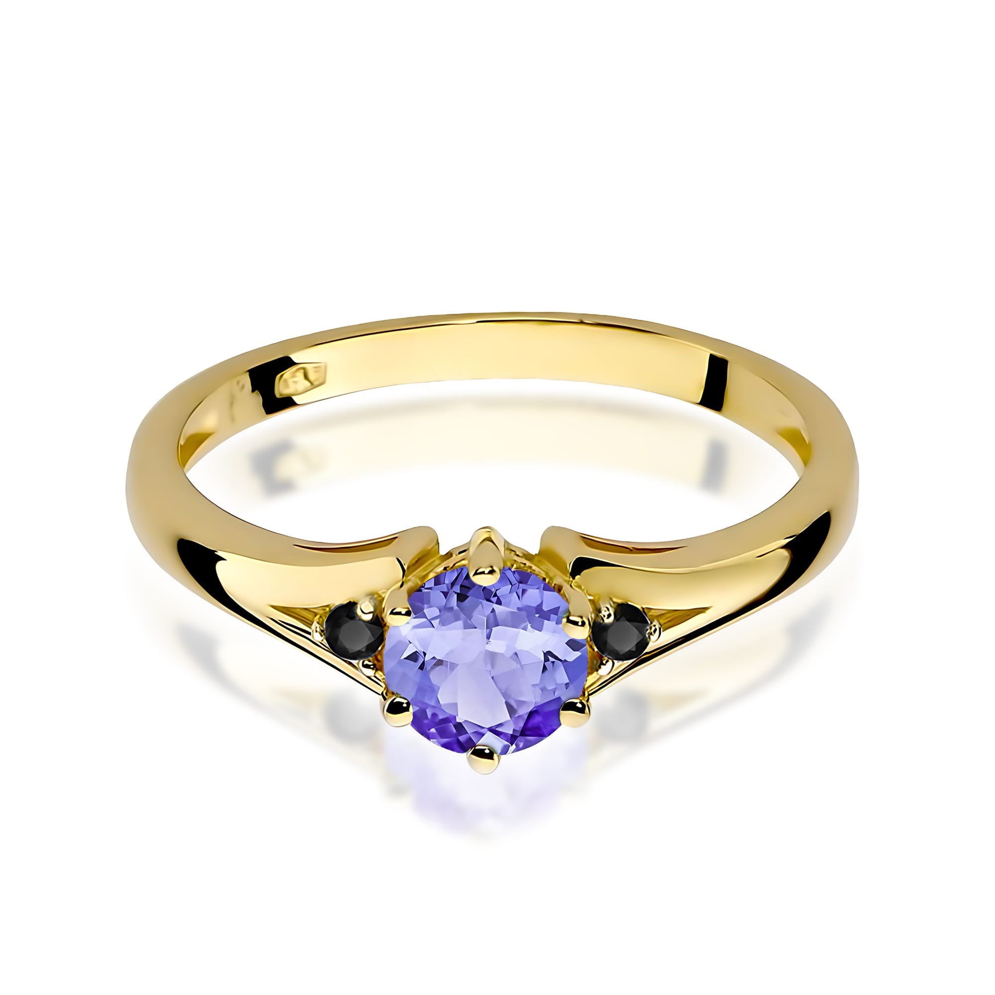Gold Ring With Tanzanite And Black Diamonds