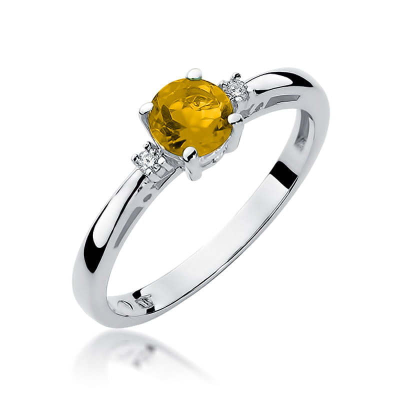 Gold Ring With Citrine And Diamonds