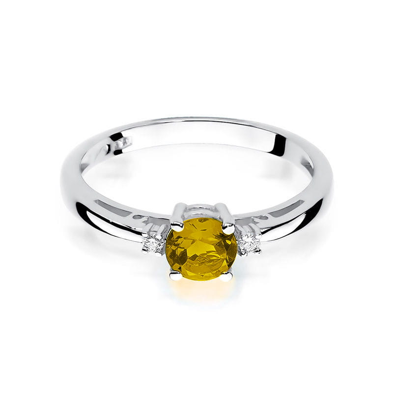 Gold Ring With Citrine And Diamonds