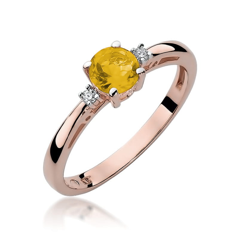 Gold Ring With Citrine And Diamonds