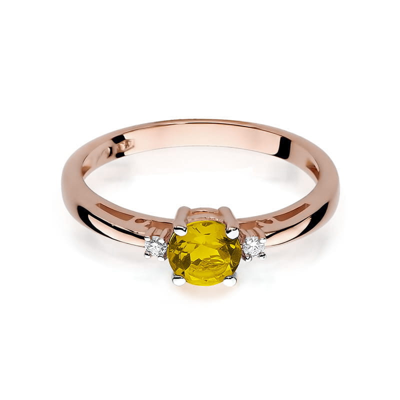 Gold Ring With Citrine And Diamonds
