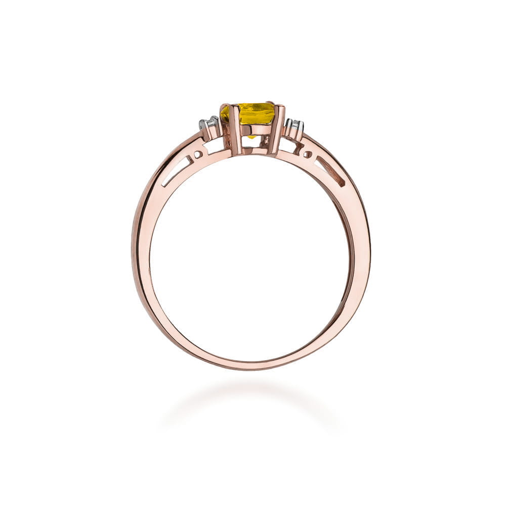 Gold Ring With Citrine And Diamonds