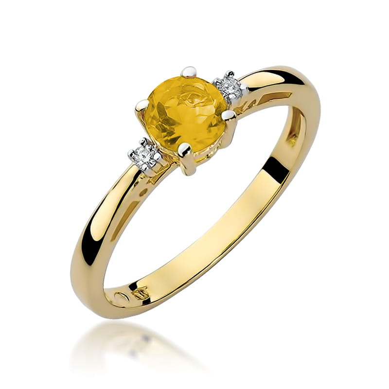 Gold Ring With Citrine And Diamonds