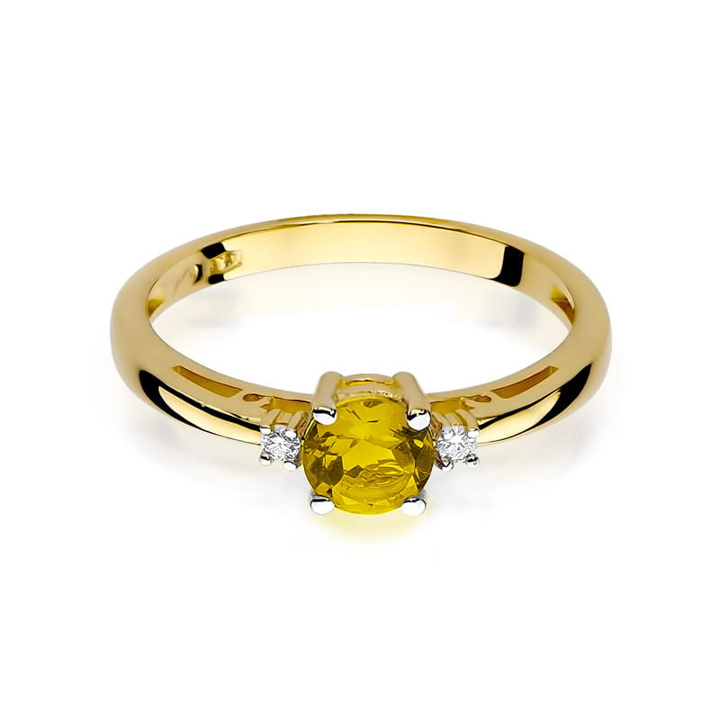 Gold Ring With Citrine And Diamonds