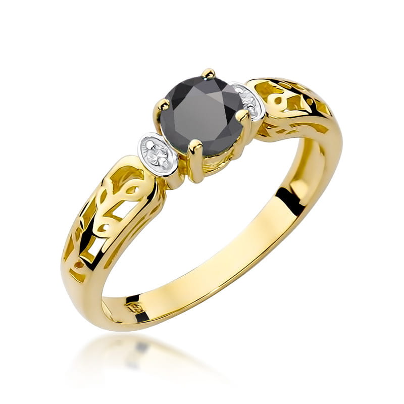 Gold Ring With Black And White Diamonds