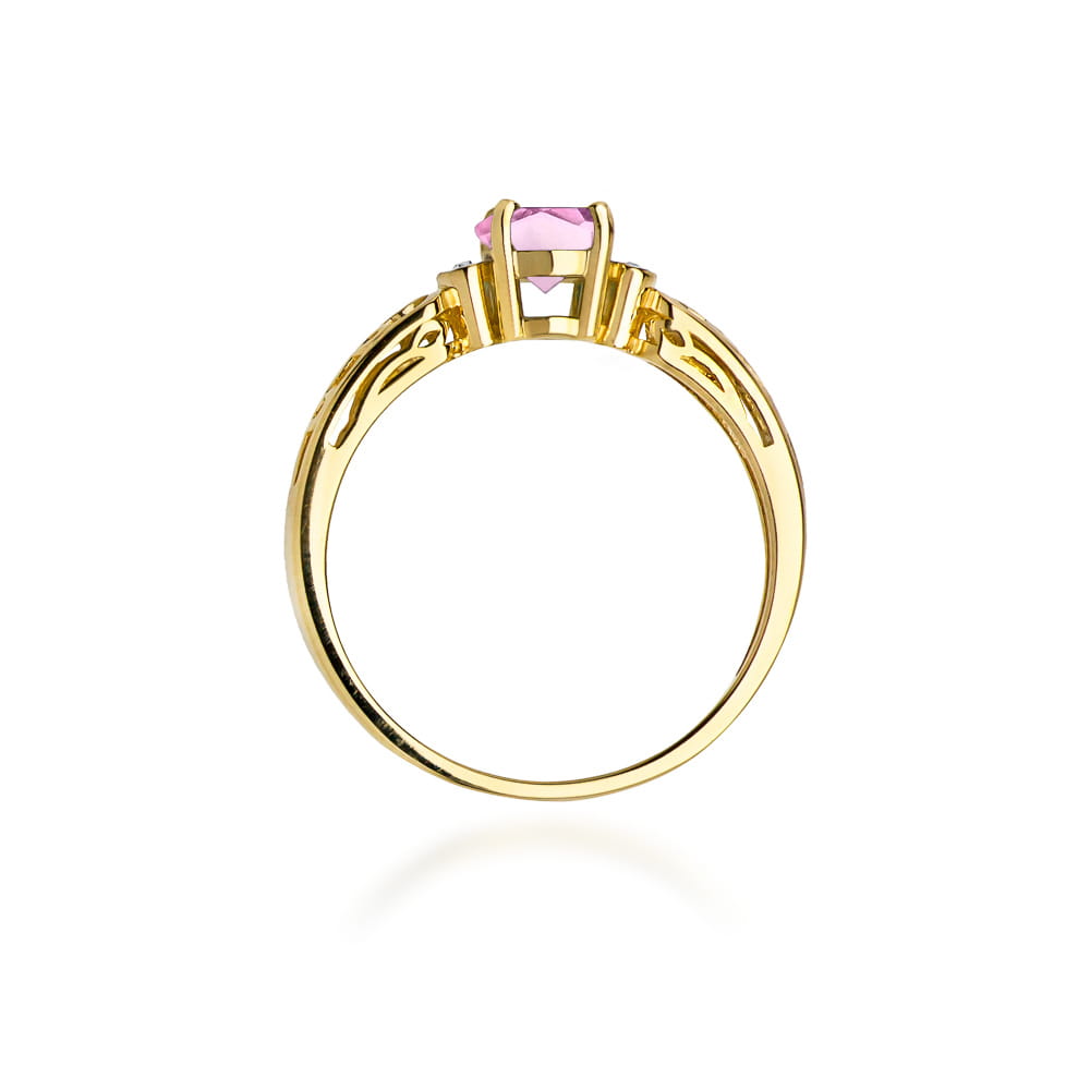 Gold Ring With Pink Topaz And Diamonds