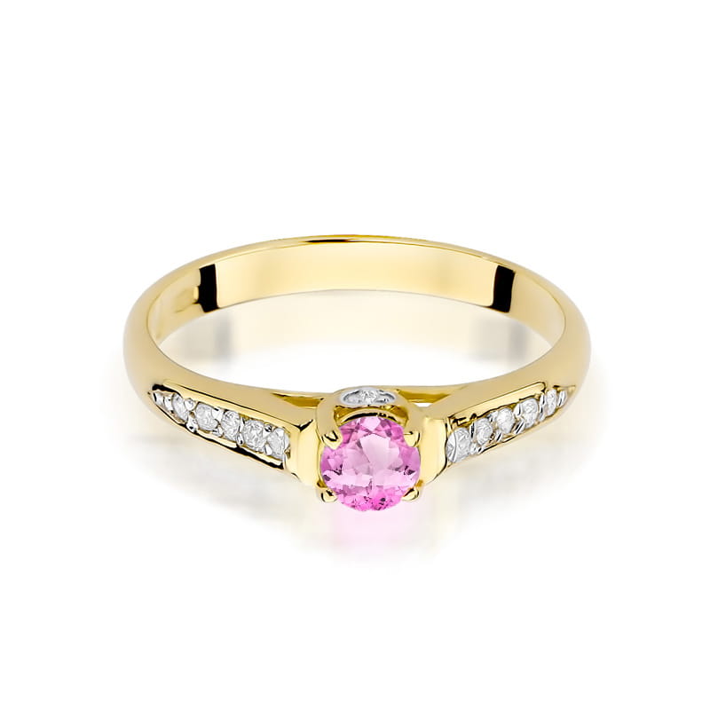 Gold Ring With Pink Topaz And Diamonds