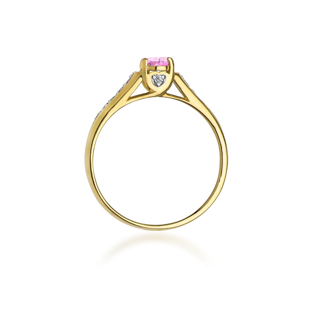 Gold Ring With Pink Topaz And Diamonds
