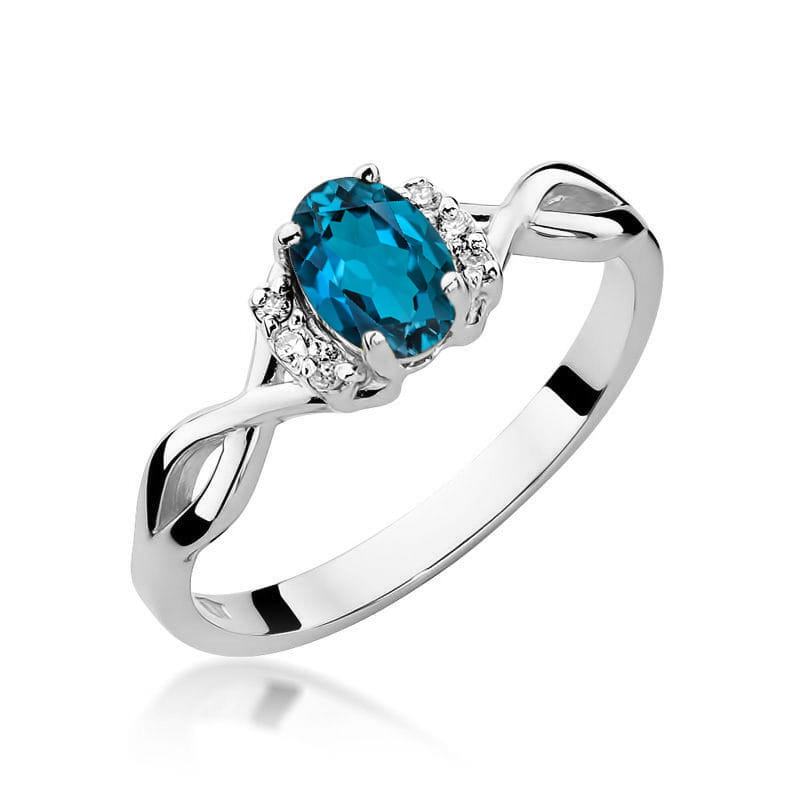 Gold Ring With London Topaz And Diamonds