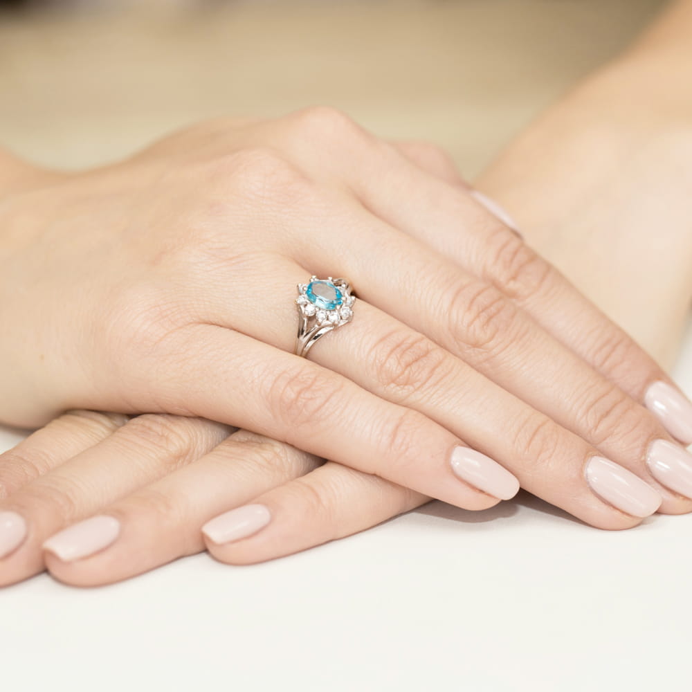 Gold Ring With Topaz And Diamonds