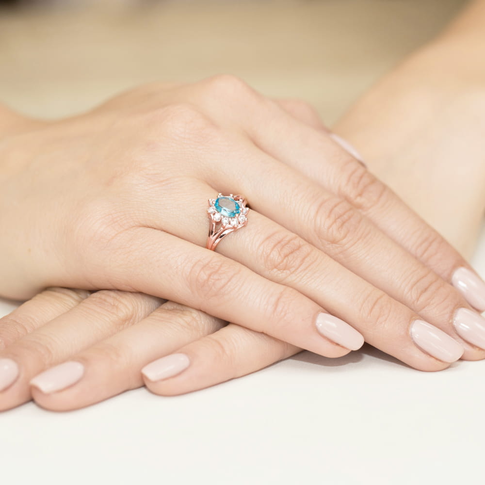 Gold Ring With Topaz And Diamonds