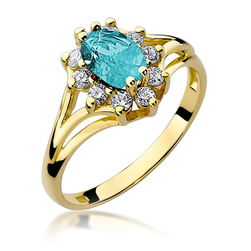 Gold Ring With Topaz And Diamonds