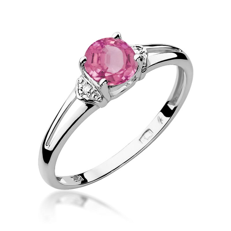 Gold Ring With Pink Topaz And Diamonds