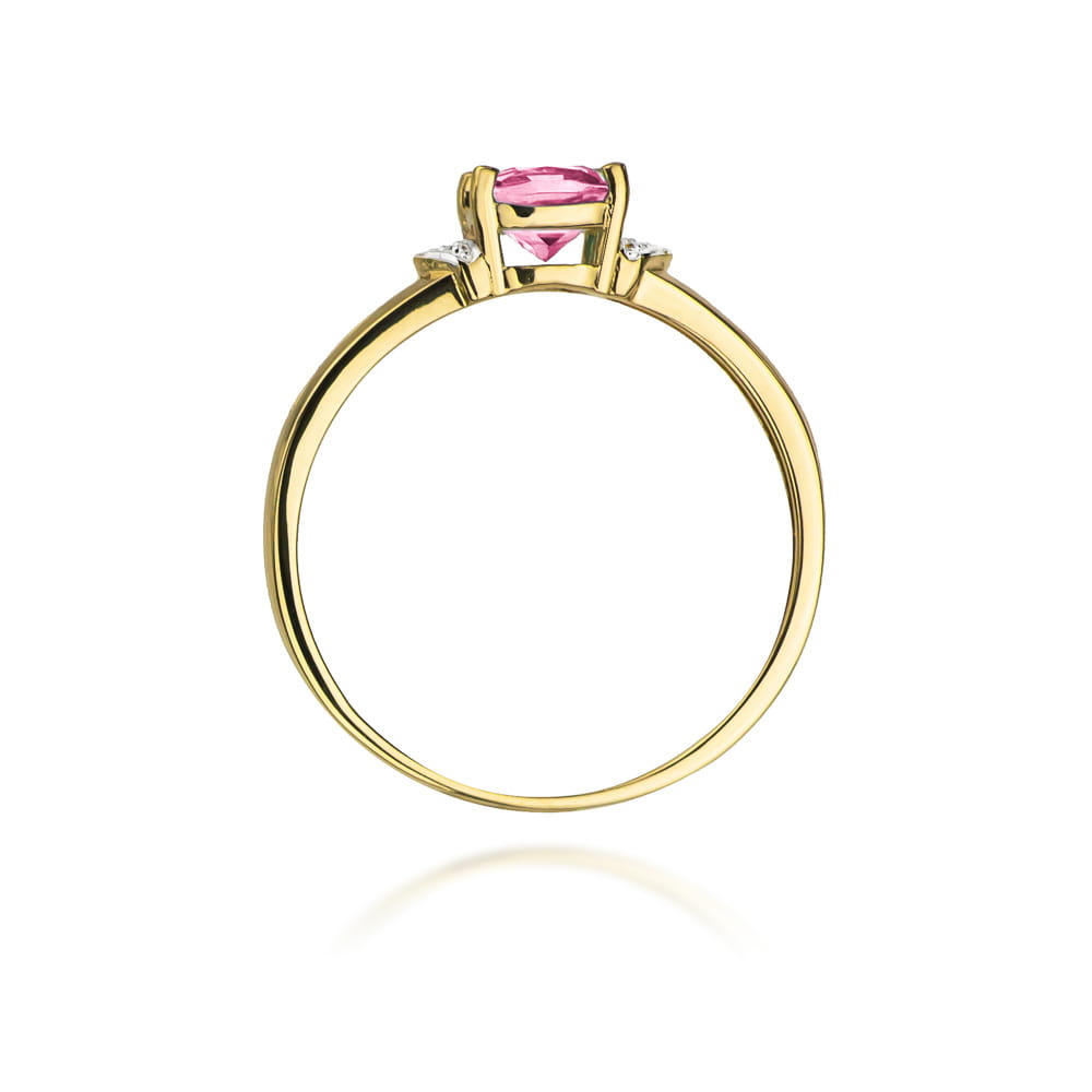 Gold Ring With Pink Topaz And Diamonds