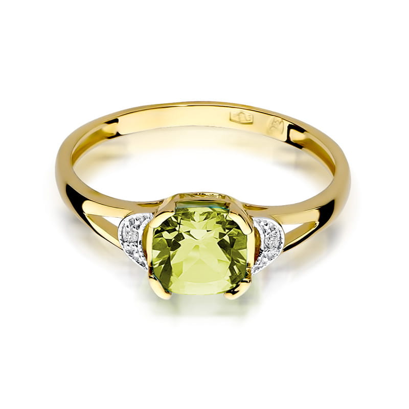 Gold Ring With Peridot And Diamonds