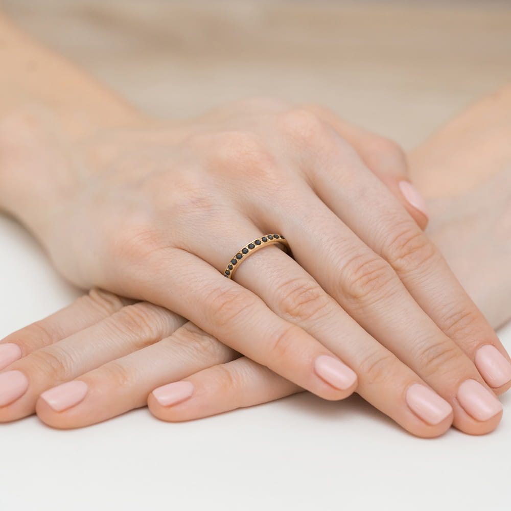 Gold Ring With Black Diamonds