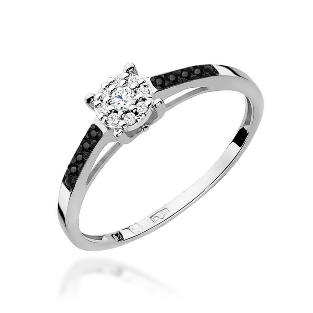 Gold Ring With White And Black Diamonds