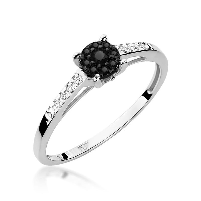 Gold Ring With Black And White Diamonds