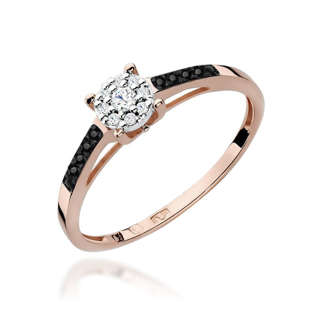 Gold Ring With White And Black Diamonds