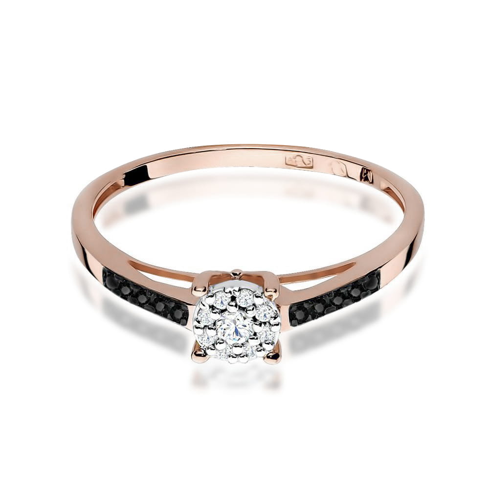 Gold Ring With White And Black Diamonds