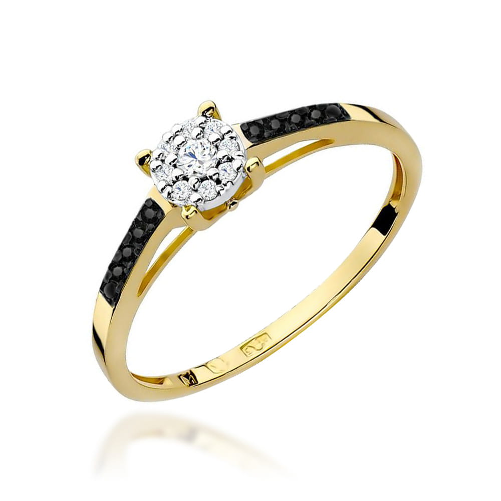 Gold Ring With White And Black Diamonds