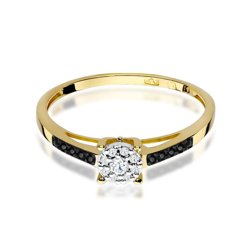 Gold Ring With White And Black Diamonds