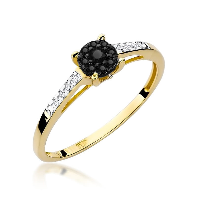 Gold Ring With Black And White Diamonds