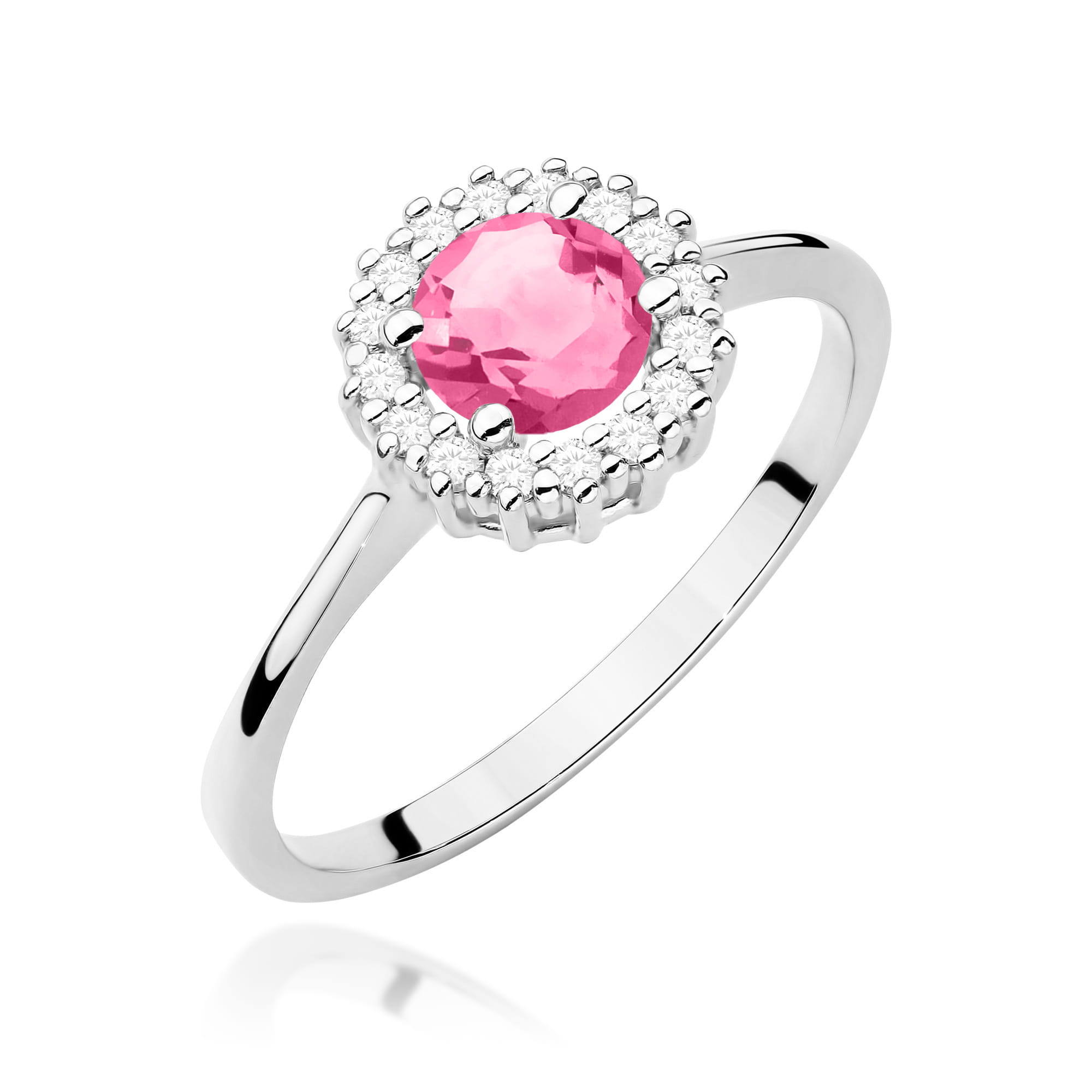 Gold Ring With Pink Topaz And Diamonds