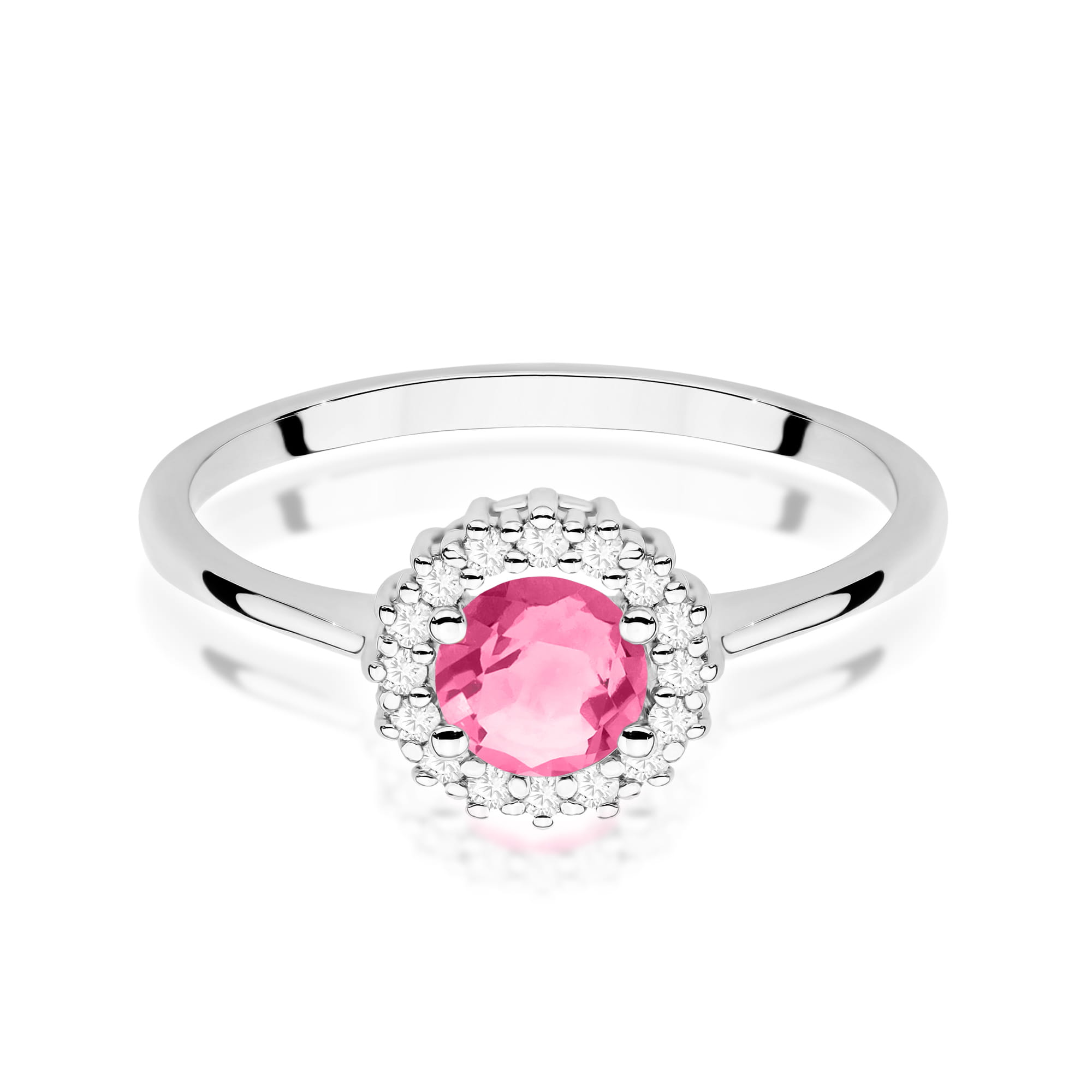 Gold Ring With Pink Topaz And Diamonds