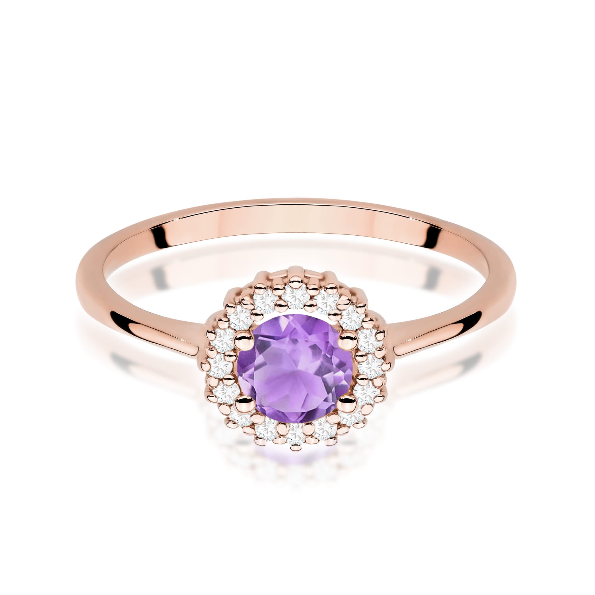 Gold Ring With Amethyst And Diamonds