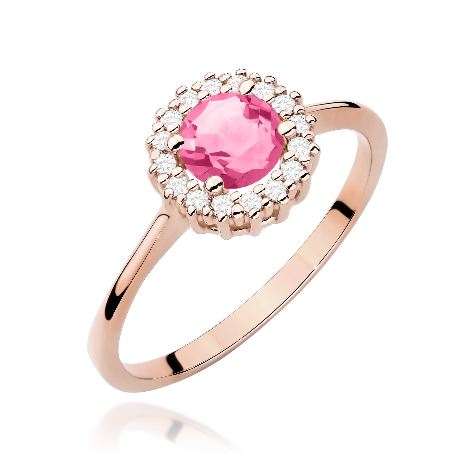 Gold Ring With Pink Topaz And Diamonds