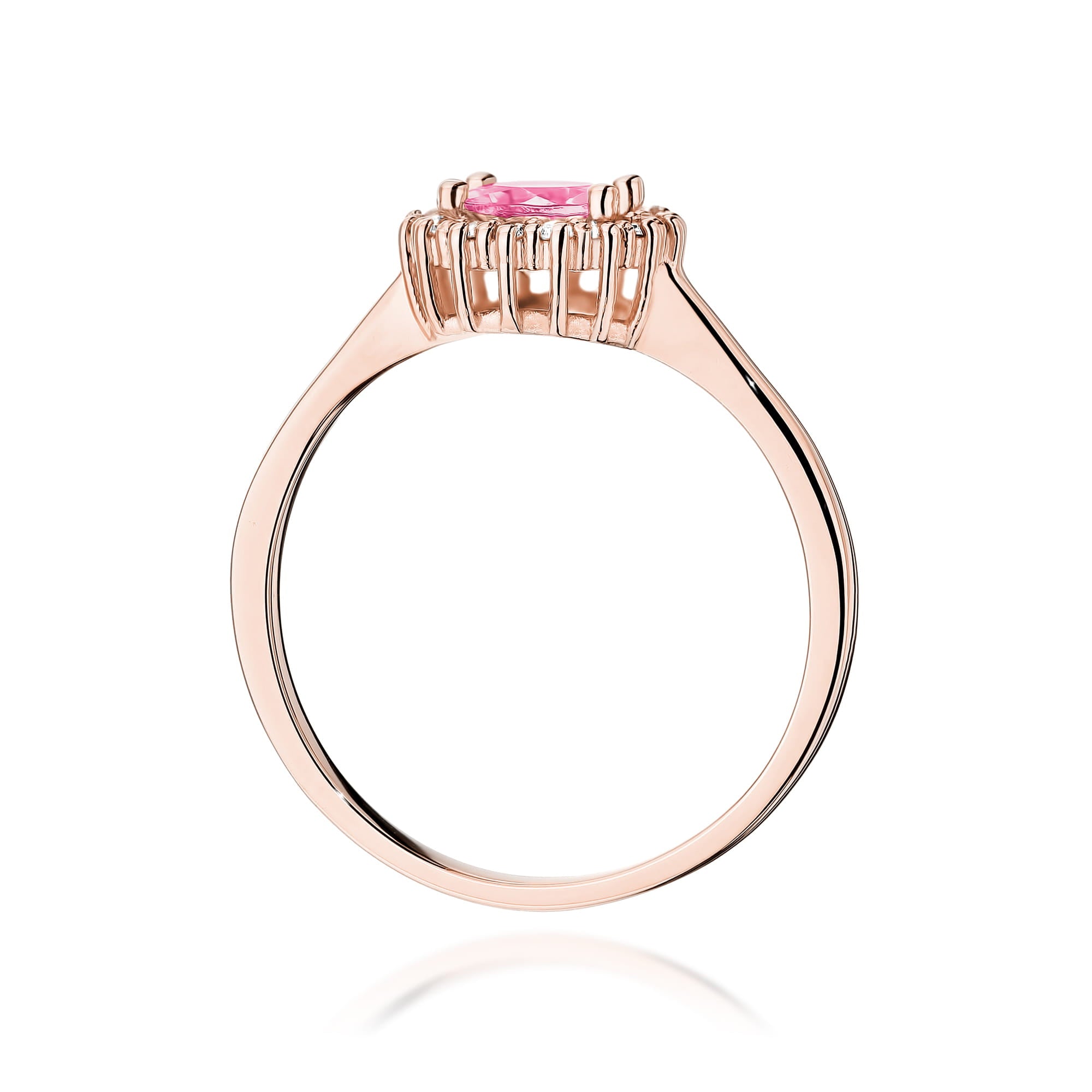 Gold Ring With Pink Topaz And Diamonds