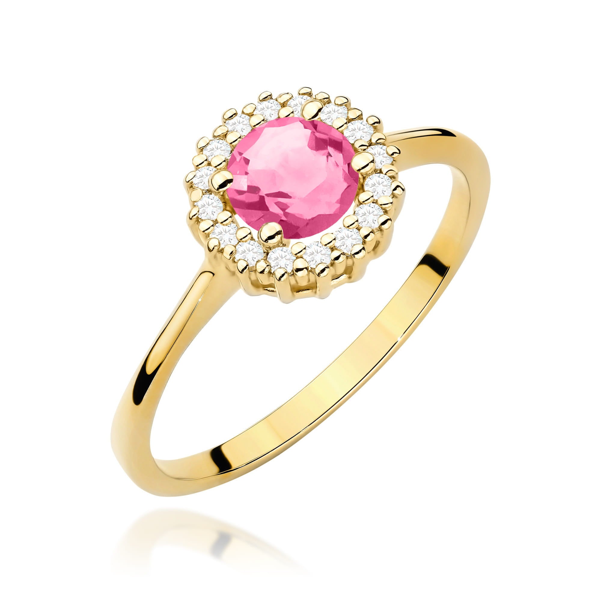 Gold Ring With Pink Topaz And Diamonds