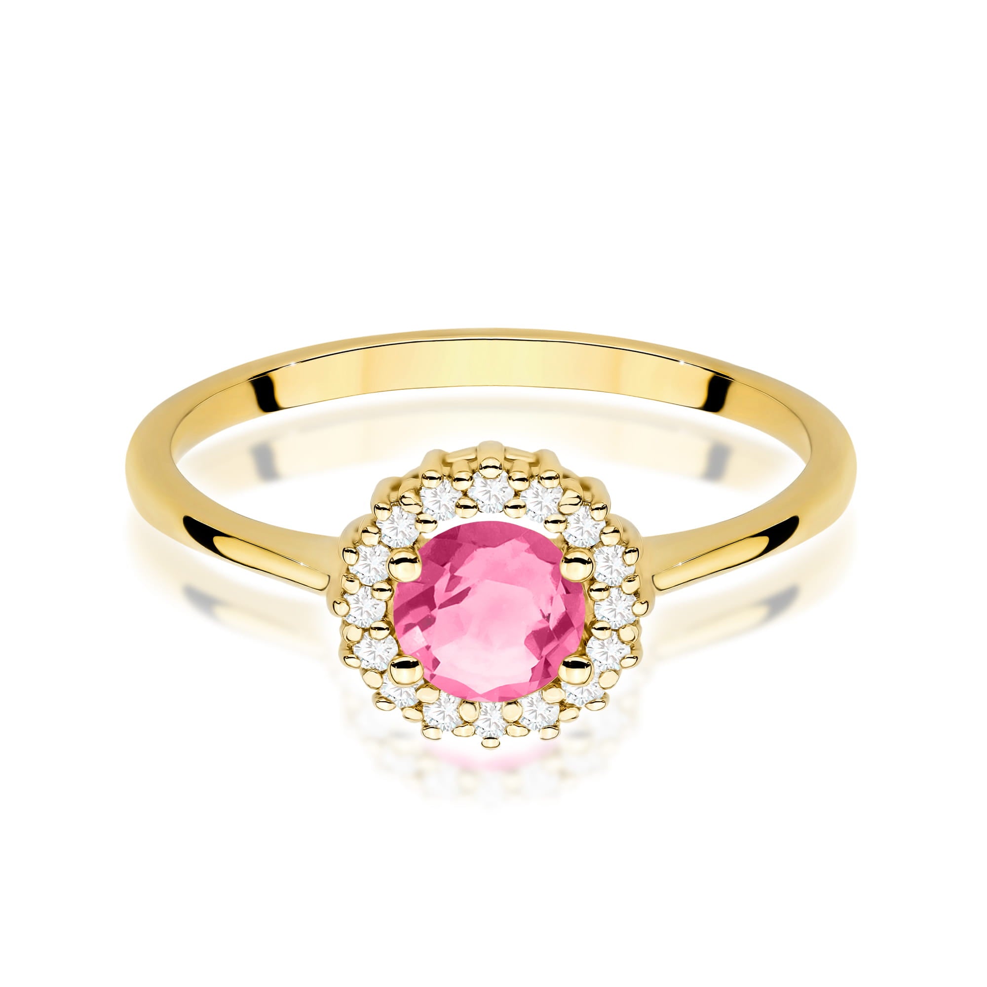 Gold Ring With Pink Topaz And Diamonds