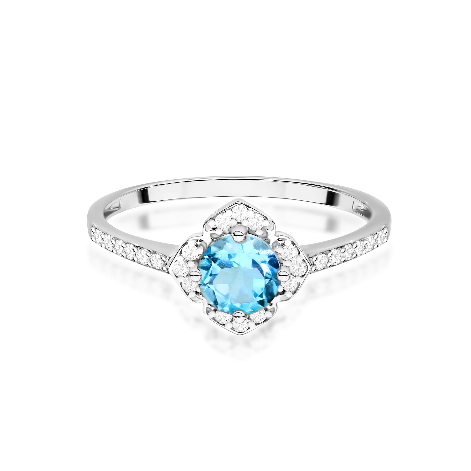 Gold Ring With Topaz And Diamonds