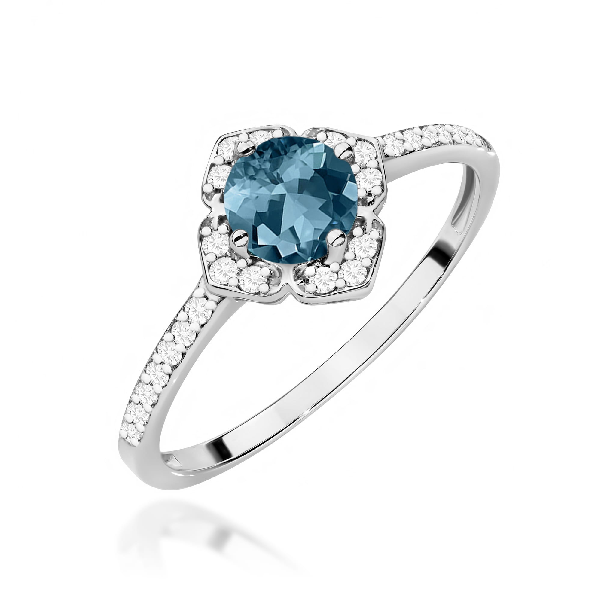 Gold Ring With London Topaz And Diamonds
