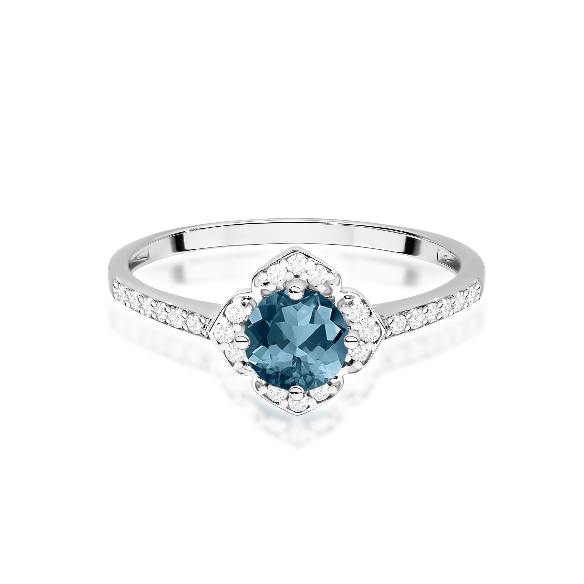 Gold Ring With London Topaz And Diamonds