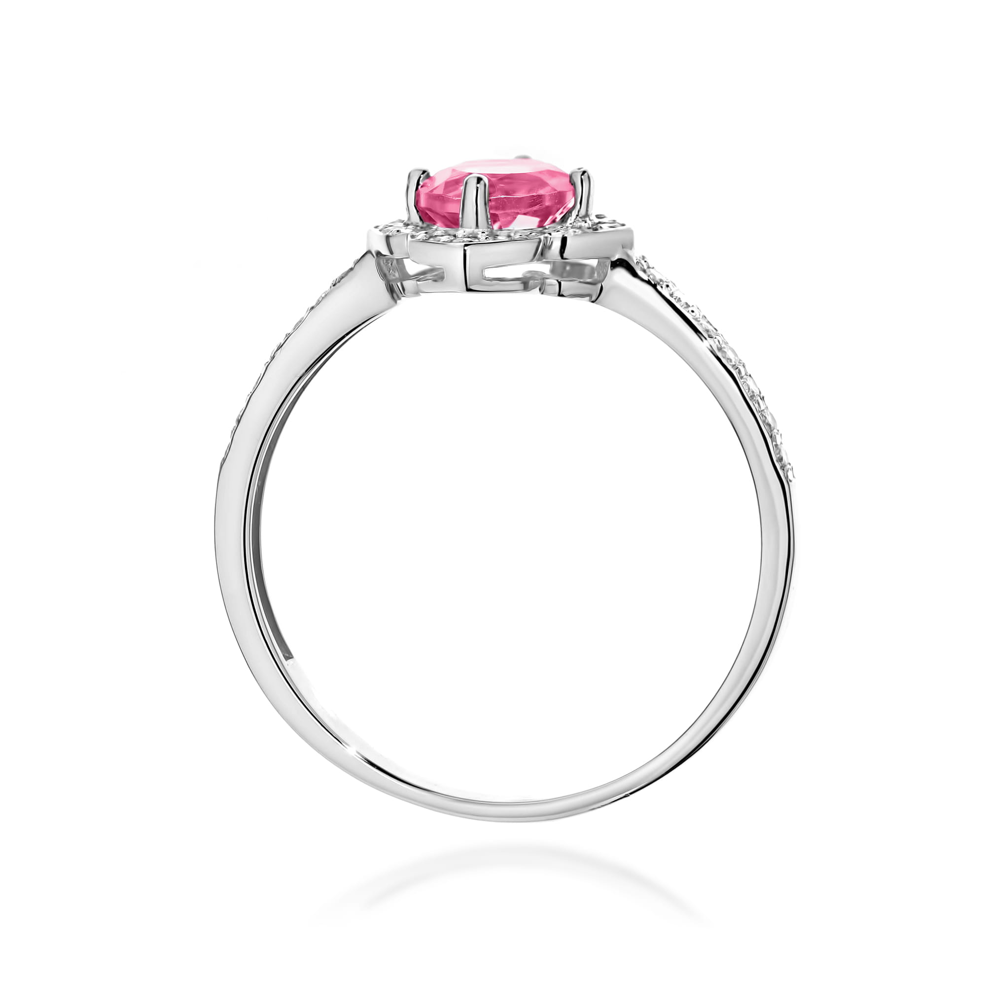 Gold Ring With Pink Topaz And Diamonds