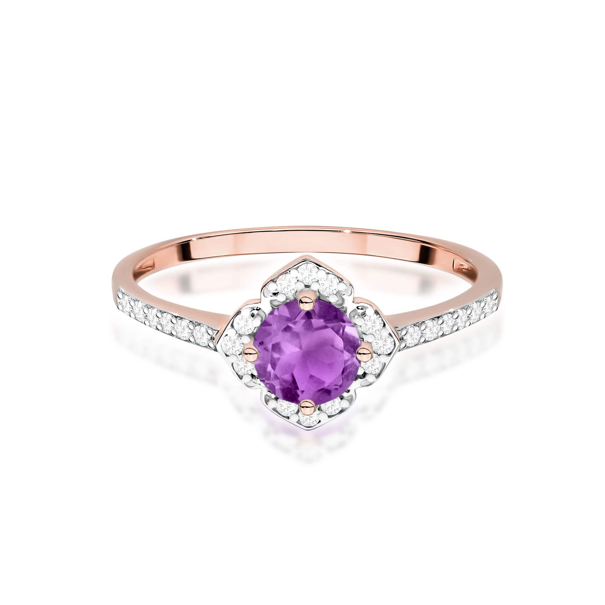 Gold Ring With Amethyst And Diamonds