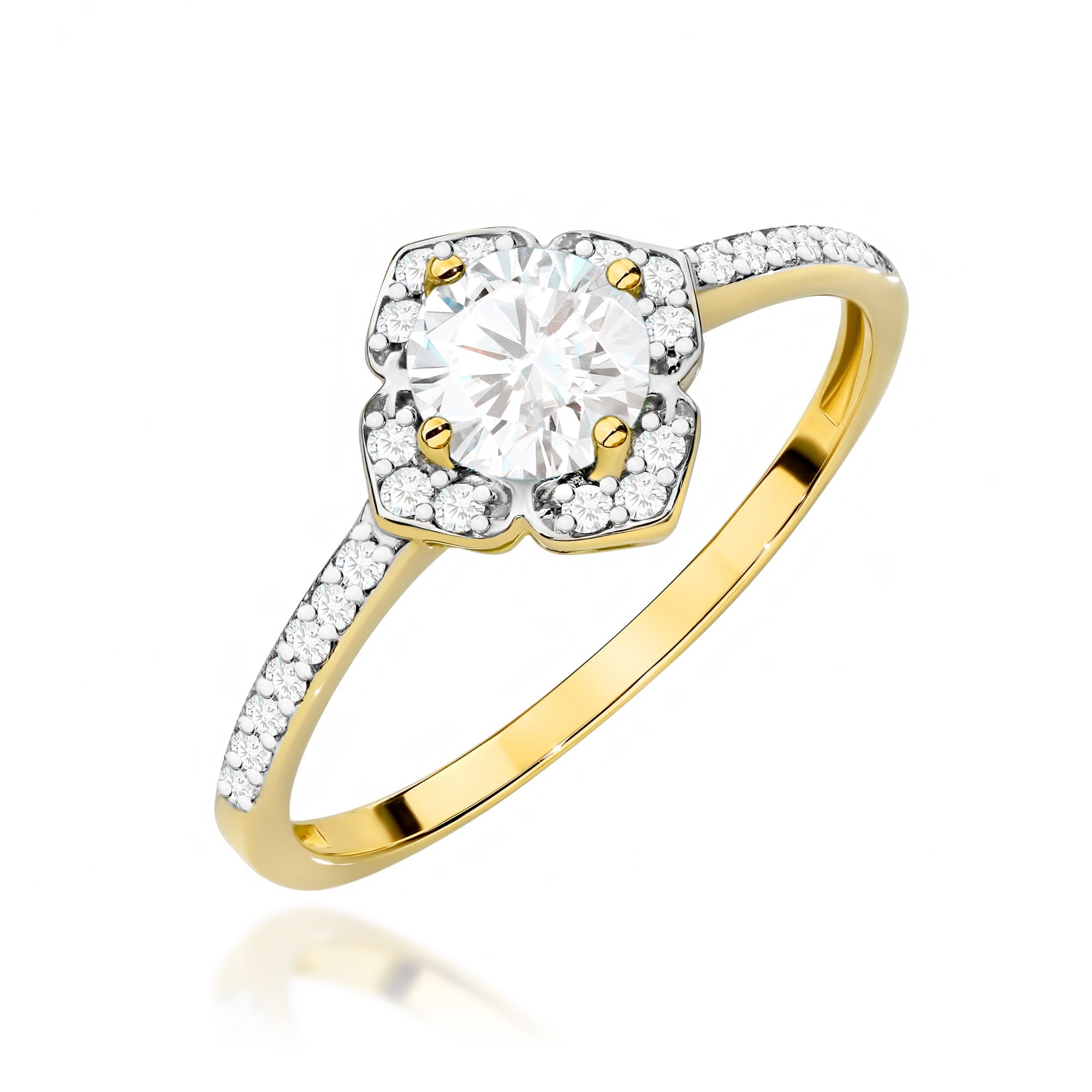 Gold Ring With White Sapphire And Diamonds