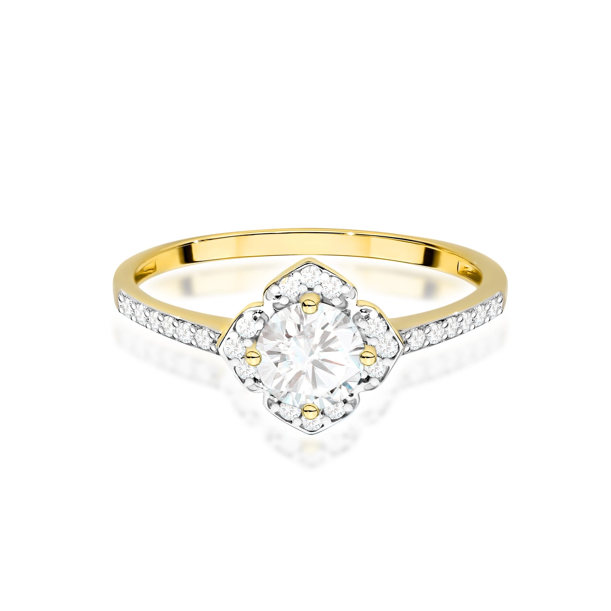 Gold Ring With White Sapphire And Diamonds