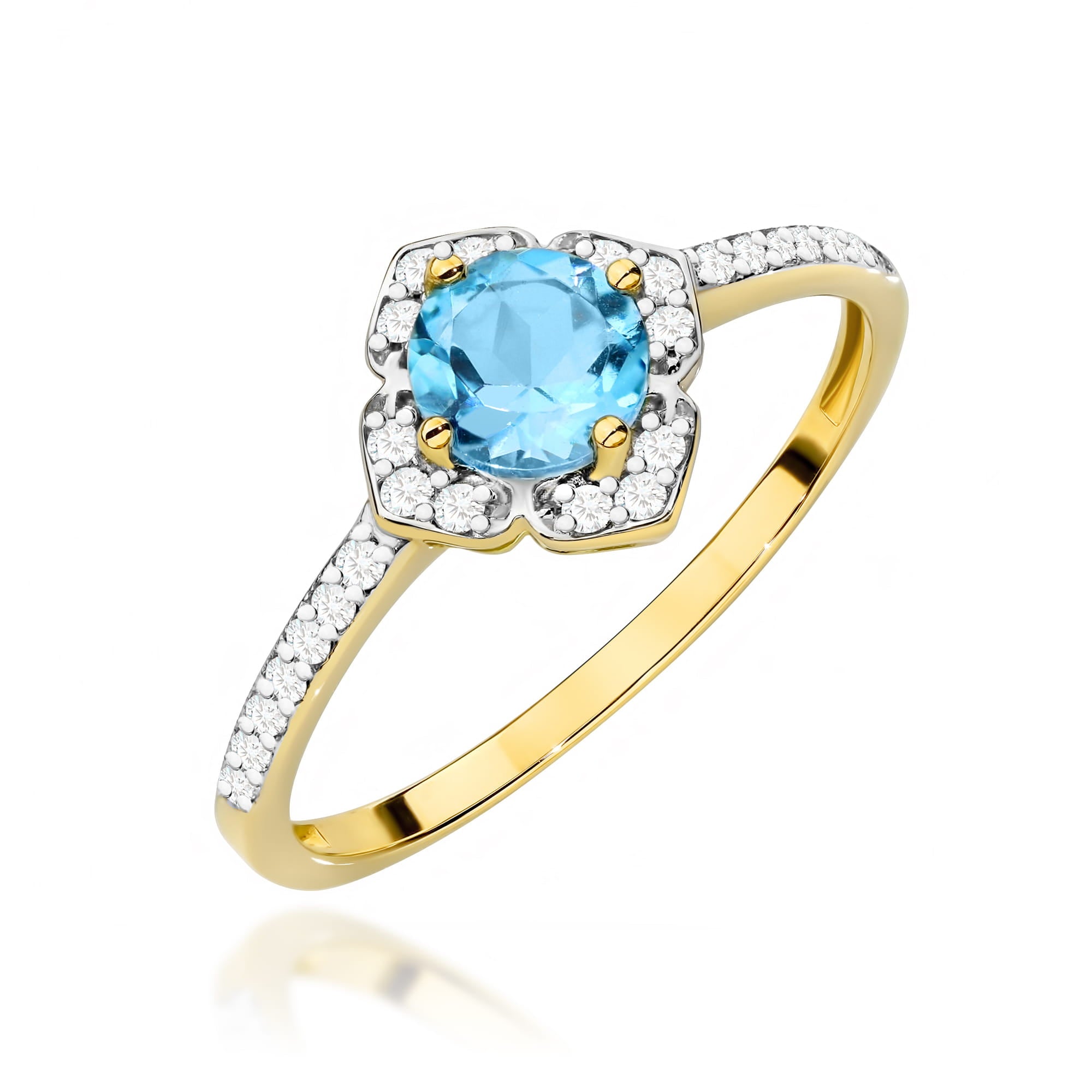 Gold Ring With Topaz And Diamonds