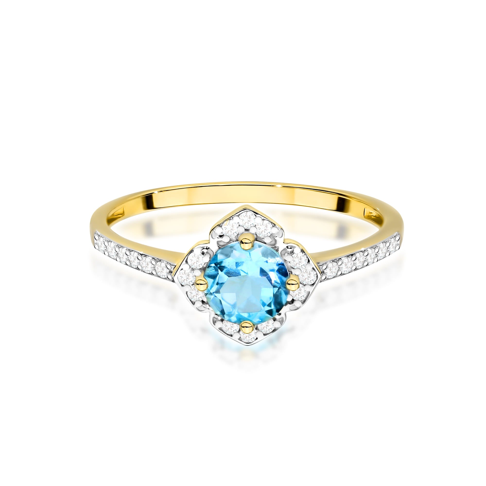Gold Ring With Topaz And Diamonds
