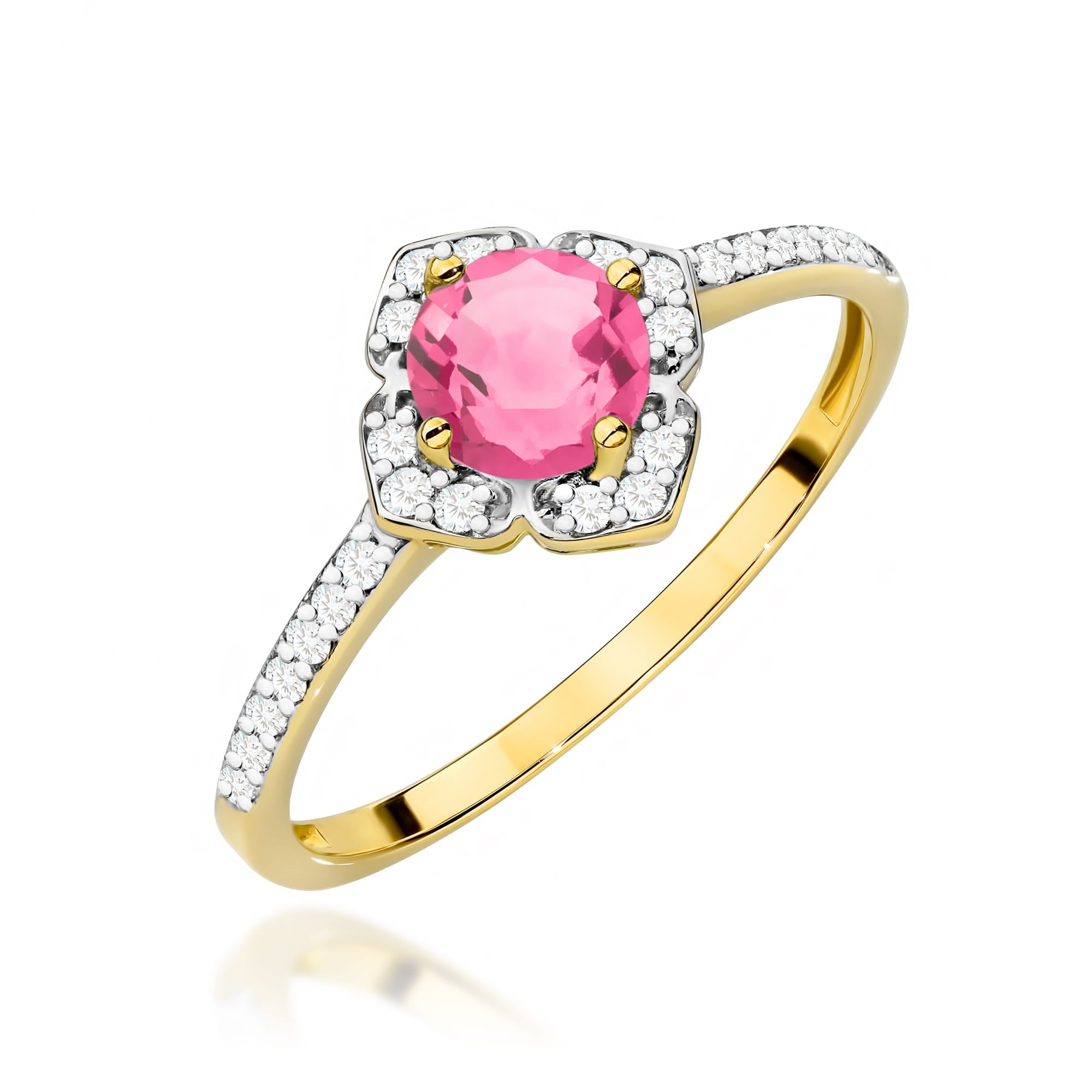 Gold Ring With Pink Topaz And Diamonds