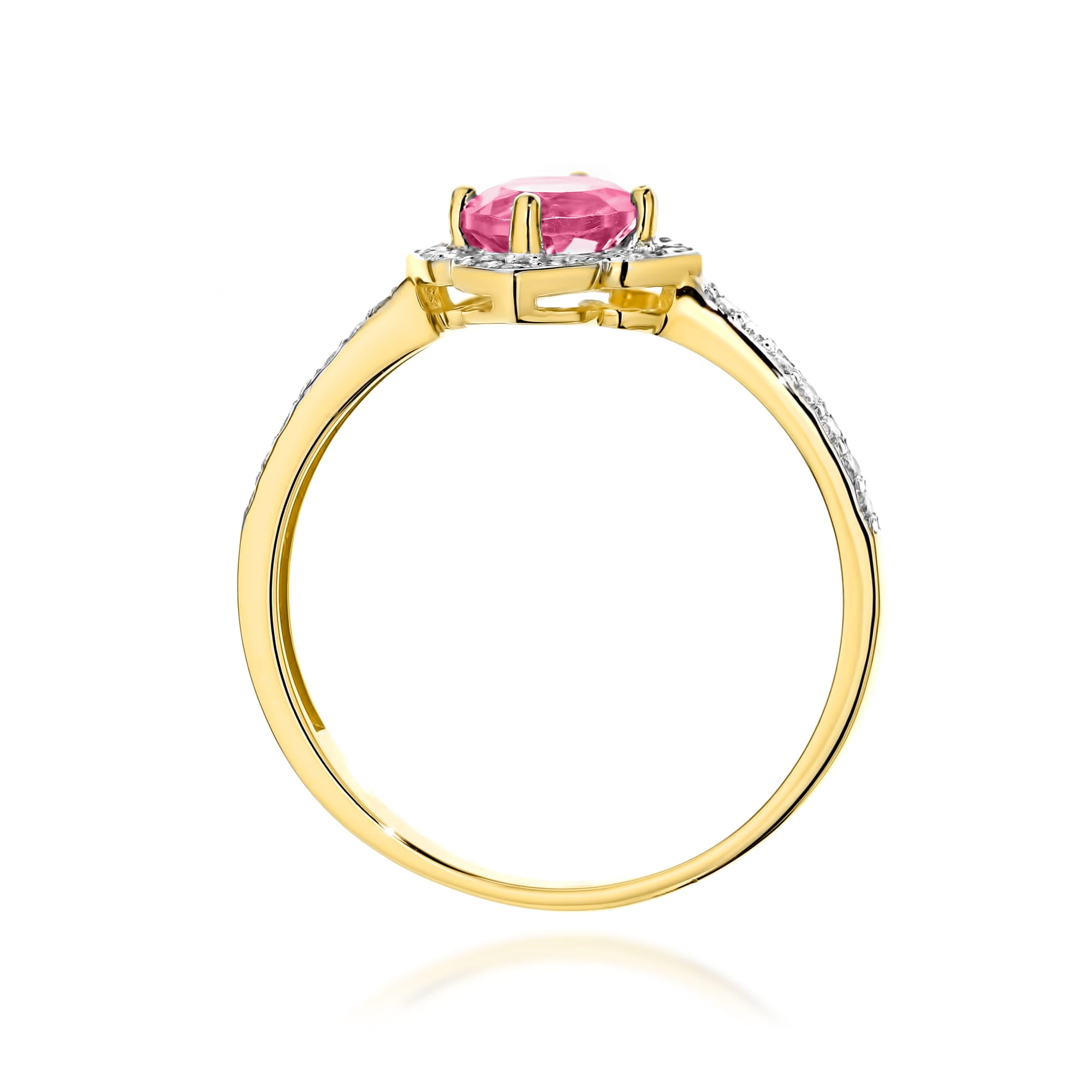 Gold Ring With Pink Topaz And Diamonds