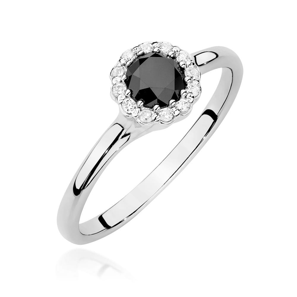 Gold Ring With Black And White Diamonds