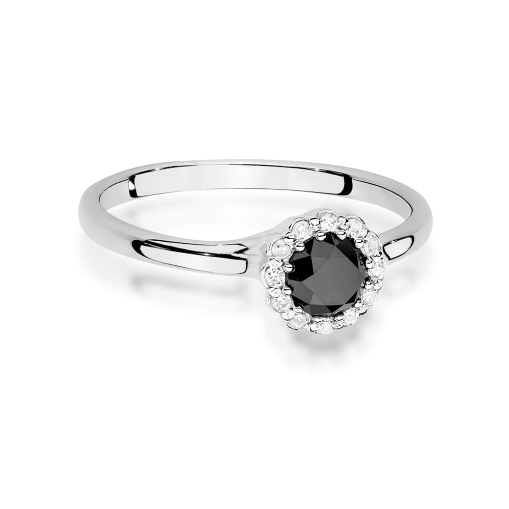 Gold Ring With Black And White Diamonds
